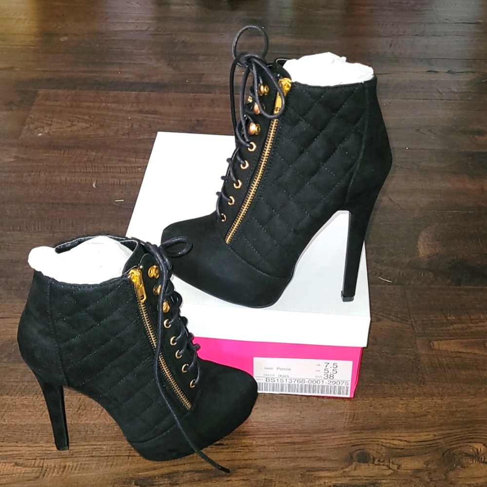 Brand New Black lace-up Booties